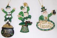 IRISH SANTA ORNAMENTS 3 PC